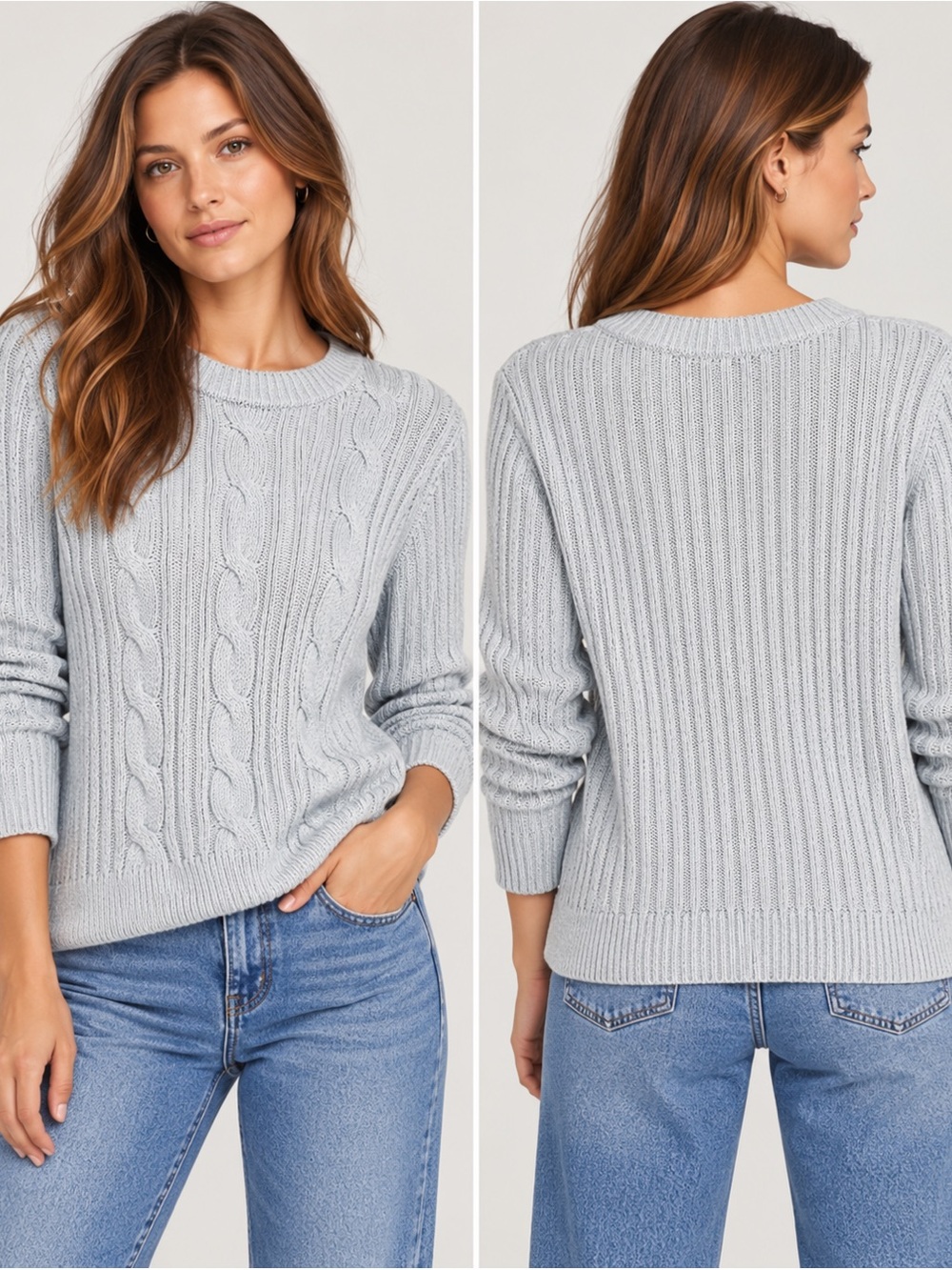 Banana Republic Cable Knit Crewneck Sweater Light Blue Size M
